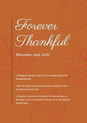 thankful, wishes, happy, Orange Thanksgiving Wish Poster Template