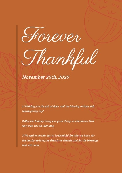 Orange Thanksgiving Wish Poster Poster