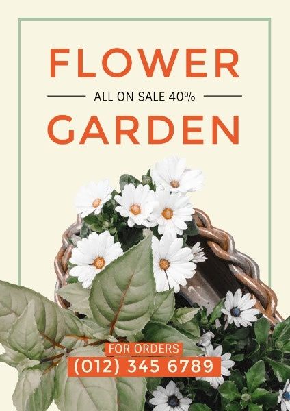 garden, discount, plant, Flower Store Sale Poster Template