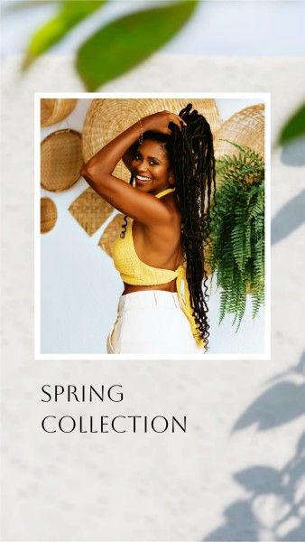 instagram reels, fashion, promotion, White And Green Organic Spring Collection Reels Cover Instagram Story Template