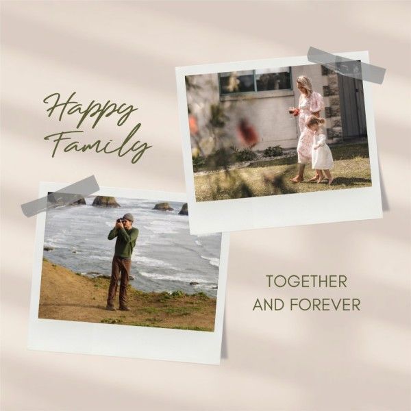 memories, memory, daily, Brown Shadow Polaroid Family Collage Photo Collage (Square) Template