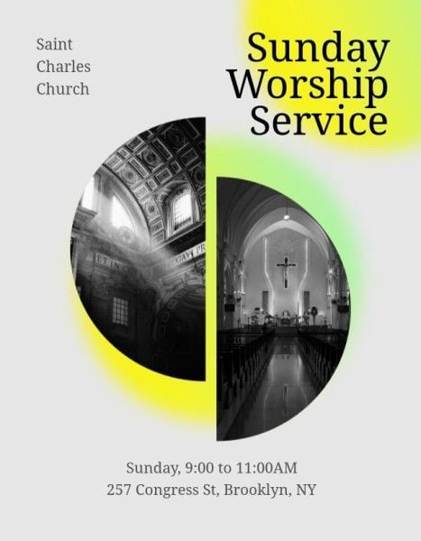 rundown, program list, list, White Sunday Worship Service Church Program Template