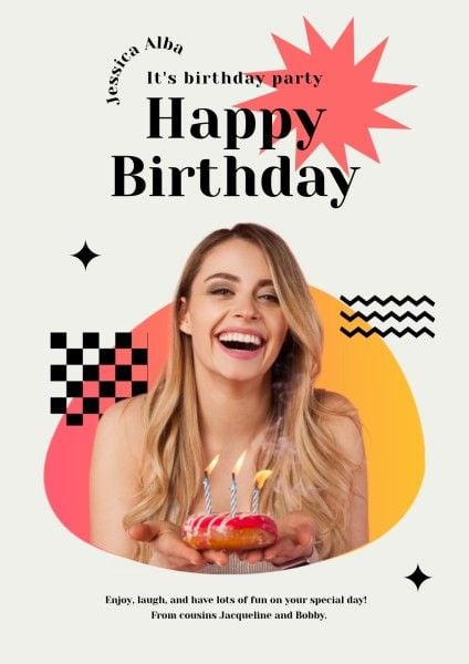 greeting, celebration, blessing, Yellow Playful Happy Birthday Poster Template