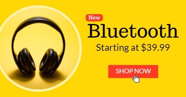 audio, electronics, appliance, Yellow Bluetooth Sale Banner Ads Facebook Ad Medium Template