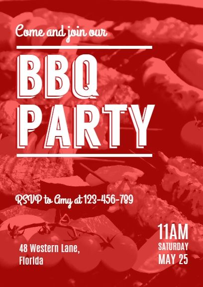 celebrate, celebration, event, Red BBQ Party Invitation Template