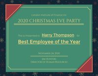 Green Christmas Best Employee Award Certificate