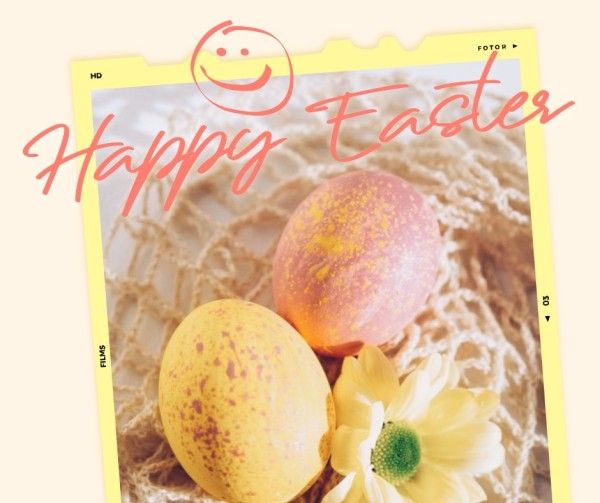 festival, holiday, wish, Yellow Clean Happy Easter Day Facebook Post Template