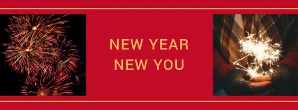 红色简单的新年 Facebook封面