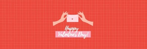 happy valentine's day, hand, love letter, Red valentine's day Email Header Template