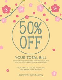 sale, gift certificate, store, Yellow And Pink Travel Voucher Coupon Template