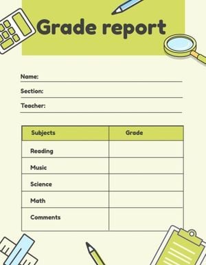 business, student, school, Cute Grade Report Card Template