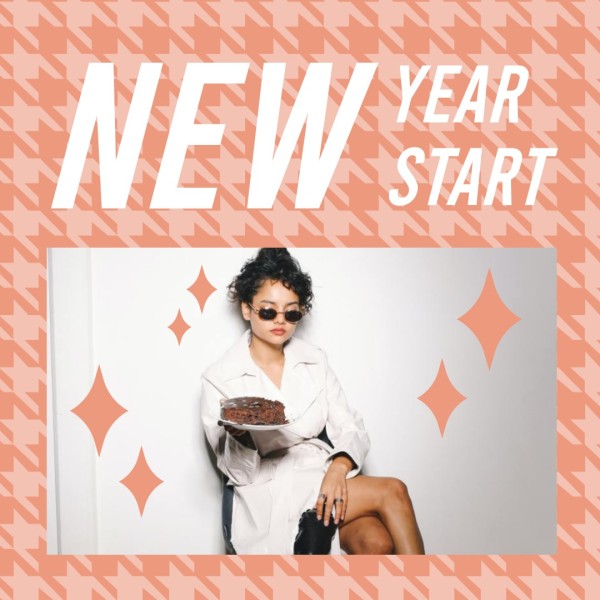 Pink New Year Quote Photo Collage (Square) Template