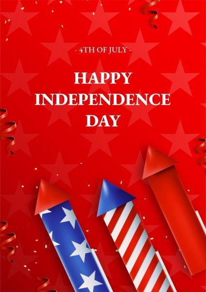 Red 3d Modern Happy Independence Day Poster