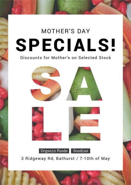 festivals, shopping, fruits, Mother's Day Special Sale Poster Template
