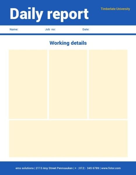  working,  business,  work, Blue And White Simple Grids  Daily Report Template
