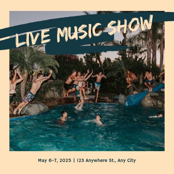 concert, band, live house, Live Music Water Live Show Instagram Post Template