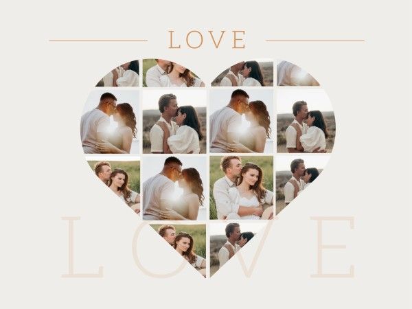 love, romantic, love, White Heart Shape Valentines Day Collage Photo Collage 4:3 Template