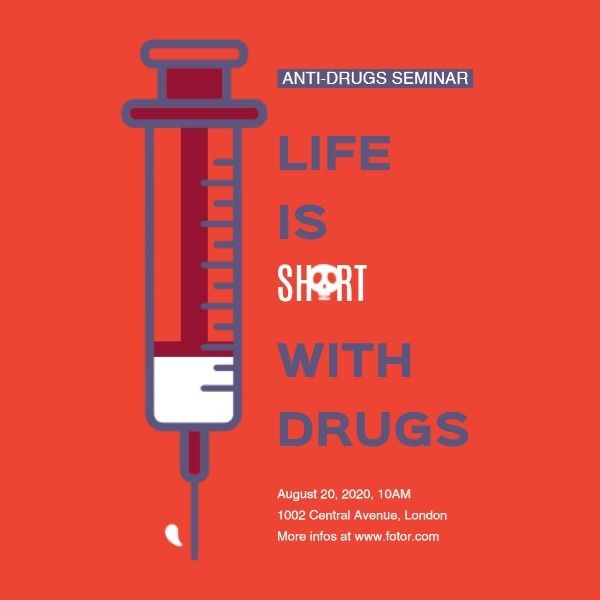 drug awareness, warning, awareness, Anti-drugs Seminar  Instagram Post Template