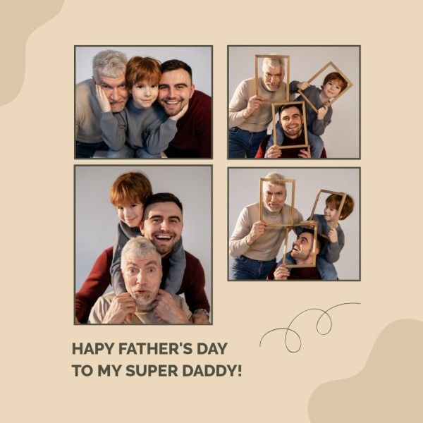 dad, family, love, Brown Beige Simple Father's Day Collage Photo Collage (Square) Template