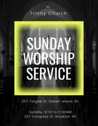 rundown, program list, list,  Black Sunday Worship Service Church Program Template