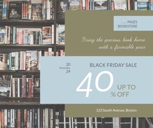bookstore, promotion, discount, Black Friday Book Sale Facebook Post Template