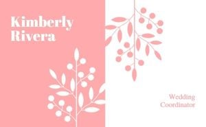 白とピンクの花柄シンプルな結婚式のコーディネーター 名刺・ショップカード