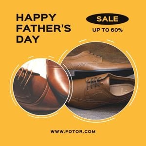 discount, promo, promotion, Yellow Classic Vintage Father's Day Sale Instagram Post Template