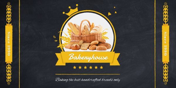 bakeryhouse, bakery, promotion, Black And Golden Bread Sale Ads Twitter Post Template