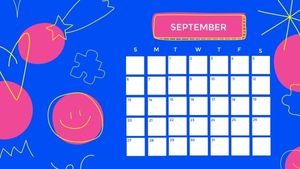 青い9月カレンダー カレンダー
