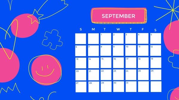 graffiti, daily, desk, Blue September Calendar Calendar Template