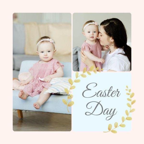 love, greeting, celebration, Soft Pink Happy Easter Collage Instagram Post Template