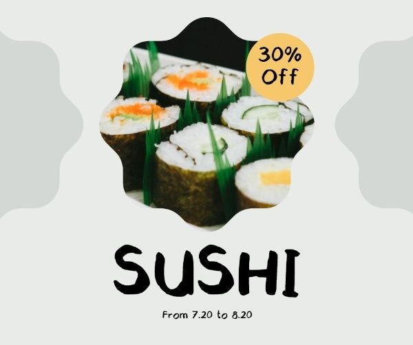 restaurant, food, sales, Japanese Sushi Facebook Post Template