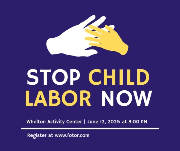 Blue Stop Child Labor Now Facebook Post