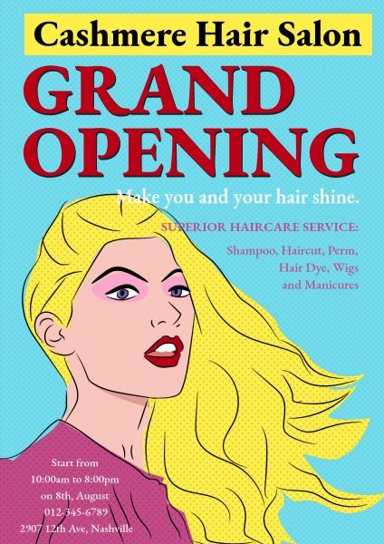 beauty, hairdressing, hair cut, Salon Opening Opening Poster Template