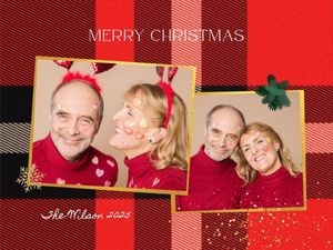 holiday, family, happy, Red Christmas Couple Collage Photo Collage 4:3 Template