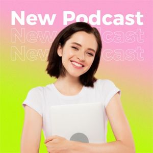 ピンクと緑のグラデーションの背景 Podcastカバーアート