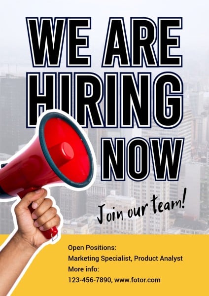 Yellow And Black Modern We Are Hiring
