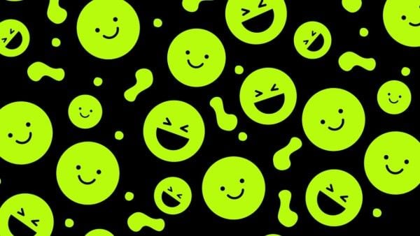 emotion, smile, life, Green Acid Art Emoji Zoom Background Template