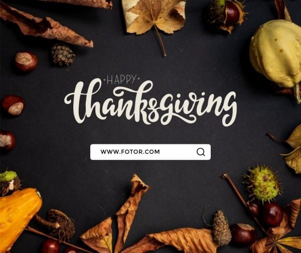holiday, celebration, greeting, Black Simple Happy Thanksgiving Facebook Post Template