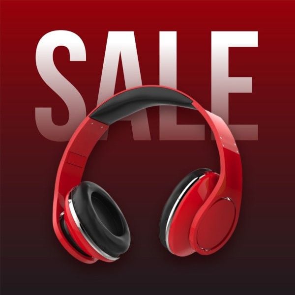 promotion, headphone, electronics, Red Simple Gradient Headset Sale Product Photo Template