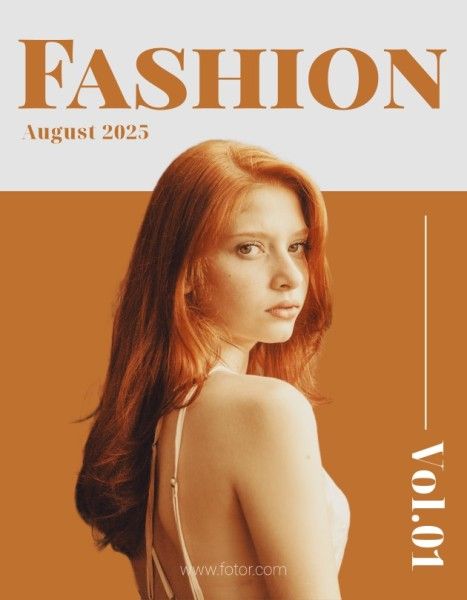woman, girl, beauty, Orange Modern Fashion Magazine Cover Template
