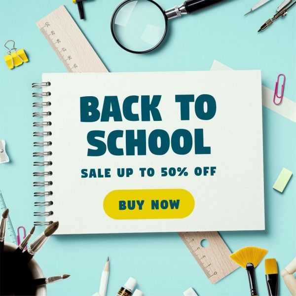 study, education, promotion, Blue Modern Back To School Sale Instagram Post Template