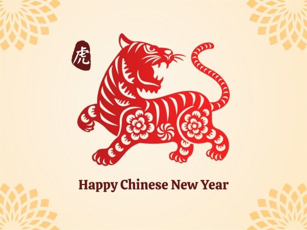 chinese new year, traditional chinese new year, year of the tiger, Traditional Year Of Tiger New Year Card Template