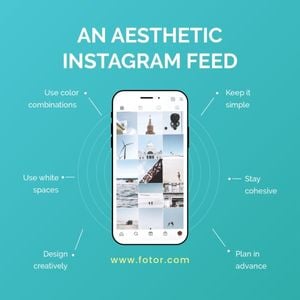 蓝绿社交媒体解剖信息图 Instagram帖子
