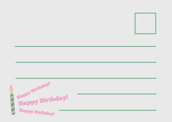 happy birthday, party, celebration, Pink And Green Candle Birthday Card Postcard Template