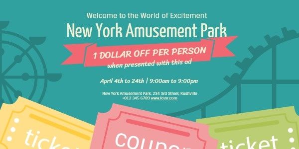 leisure, fun, roller coaster, Amusement Park Ads Twitter Post Template