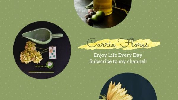 cover, enjoy, life, Simple Green Vlog Channel Banner Youtube Channel Art Template