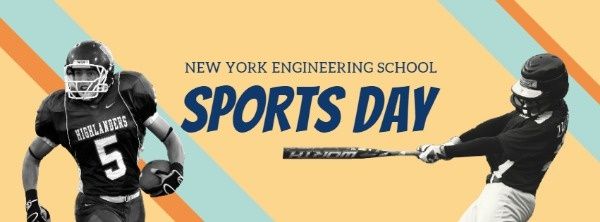 career day, college, education, Orange School Sports Day Facebook Cover Template