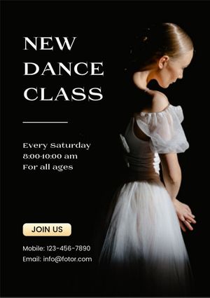 dancer, ballet dancer, dancing, Black Modern Ballet Dance Class Poster Template