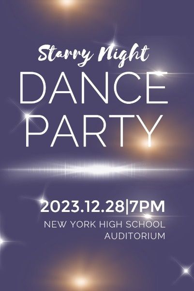 starry, night, invitation, Sparkling Dance Party Pinterest Post Template